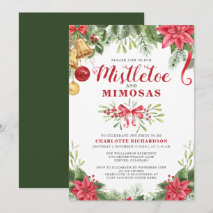 Mimosas & Mistletoe Elegant Winter Bridal Shower Invitation