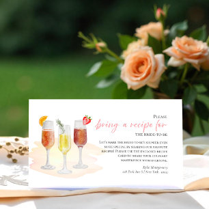 Mimosas Theme Bridal Shower Recipe Request Card
