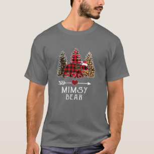 Mimsy Bear Christmas Tree Leopard Red Buffalo Fami T-Shirt