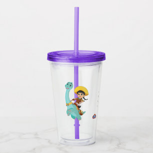 Min & Clover   Happy Cowgirl & Brontosaurus Ride Acrylic Tumbler