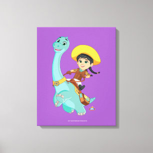 Min & Clover   Happy Cowgirl & Brontosaurus Ride Canvas Print
