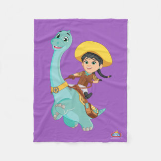 Min & Clover | Happy Cowgirl & Brontosaurus Ride Fleece Blanket
