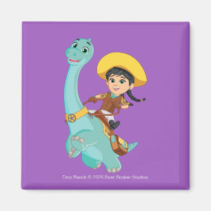 Min & Clover   Happy Cowgirl & Brontosaurus Ride Magnet