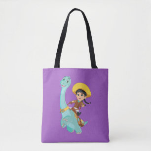 Min & Clover   Happy Cowgirl & Brontosaurus Ride Tote Bag