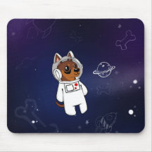 Min Pin Astronaut in Space Mousepad (Chocolate)