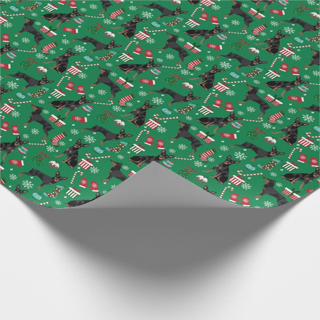 Min Pin christmas dog Wrapping Paper (Corner)