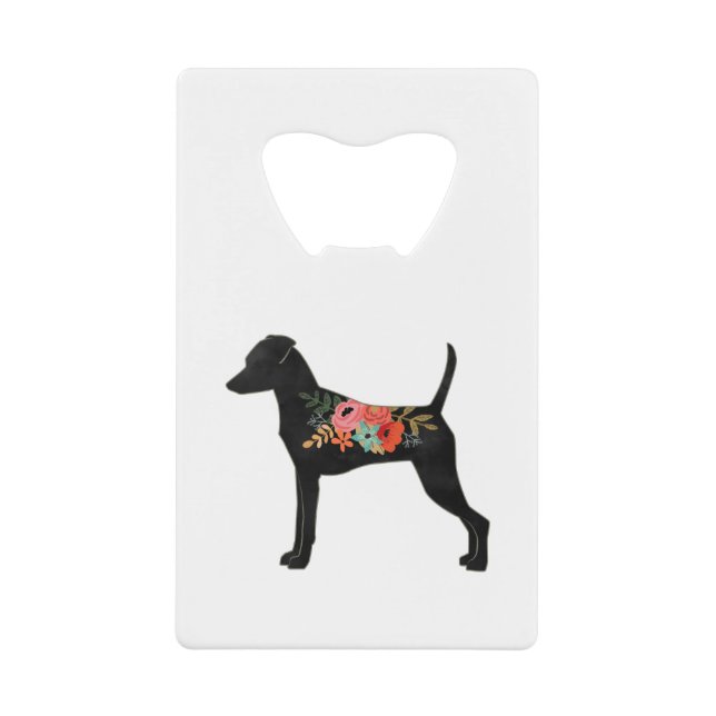 Min Pin Dog Breed Boho Floral Silhouette (Front)