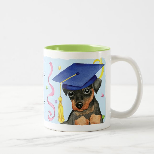 Min Pin Graduate Two-Tone Coffee Mug (Right)