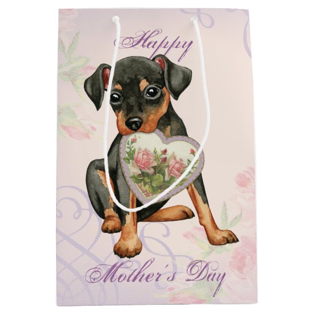 Min Pin Heart Mum Medium Gift Bag (Front)