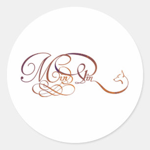 Min Pin in elegant script Classic Round Sticker