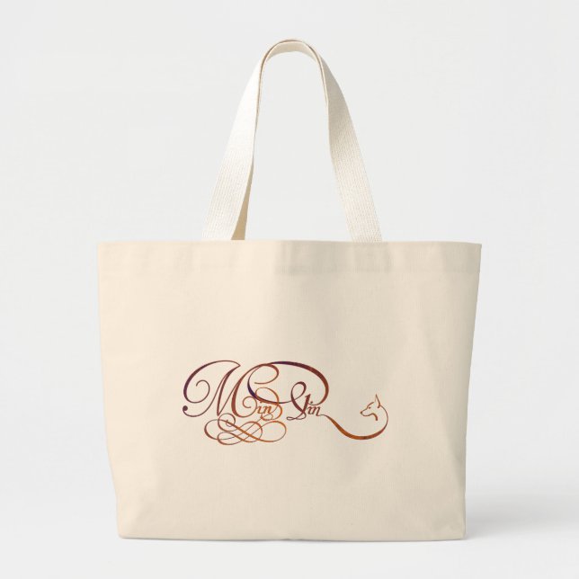Min Pin in elegant script Large Tote Bag (Front)