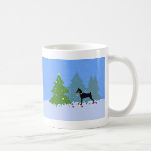 Min Pin in the Forest Decorating Christmas Tree Coffee Mug