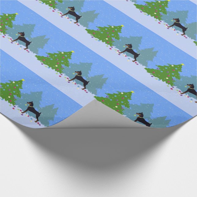 Min Pin in the Forest Decorating Christmas Tree Wrapping Paper (Corner)