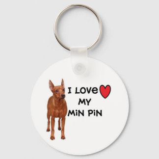 Min Pin Keychain"I love my Min Pin" Key Ring