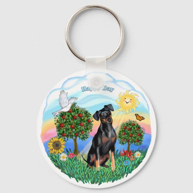 Min Pin (natural ears) Key Ring (Front)