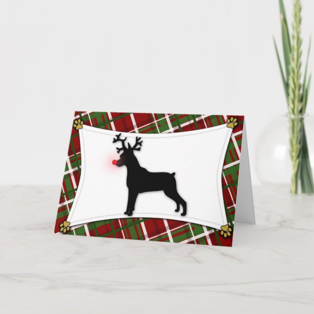 Min Pin Reindeer Christmas Card (Front)