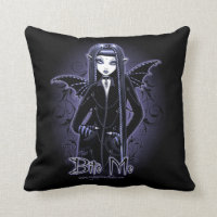 Mina Gothic Blue Bite Me Vampire Fairy Pillow