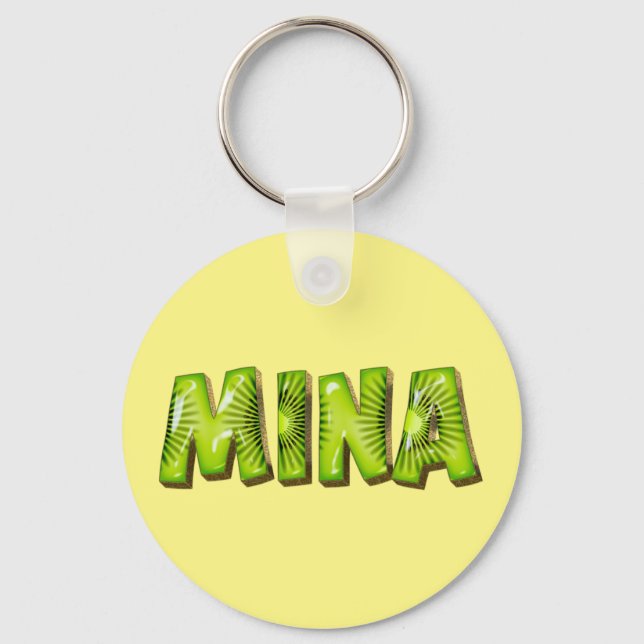 Mina Name Kiwi Design Key Fans Key Ring (Front)