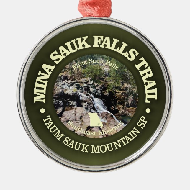 Mina Sauk Falls (rd) Metal Tree Decoration (Front)