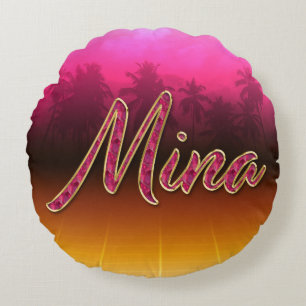 Mina Vorname Name golden pink Kissen Round Cushion