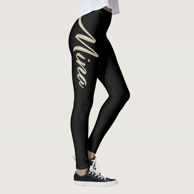 Mina white gold Handwriting trousers Leggings (Right)