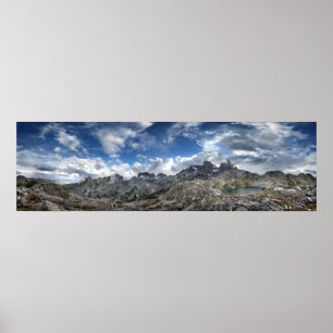 Minarets Panorama above Nydiver Lakes - Sierra Poster