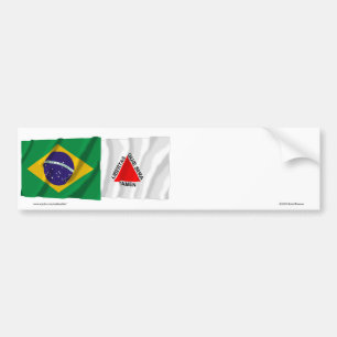 Minas Gerais & Brazil Waving Flags Bumper Sticker