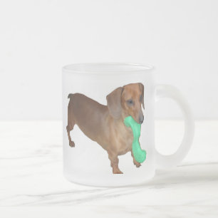 Minature Dachshund Frosted Glass Coffee Mug