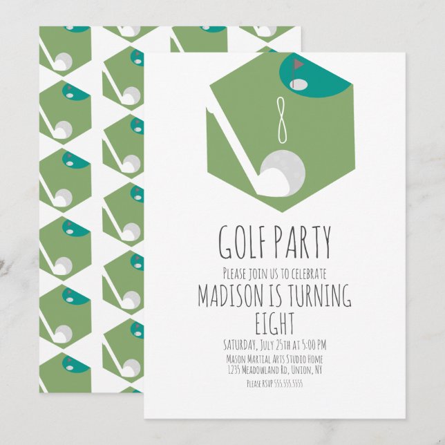 Minature Golf Ball Court Birthday Party Invitation (Front/Back)