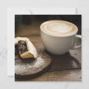 Mince pie and creamy latte coffee