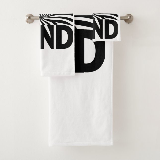 Mind Bend Optical Illusion Bold Black and White Bath Towel Set (Insitu)