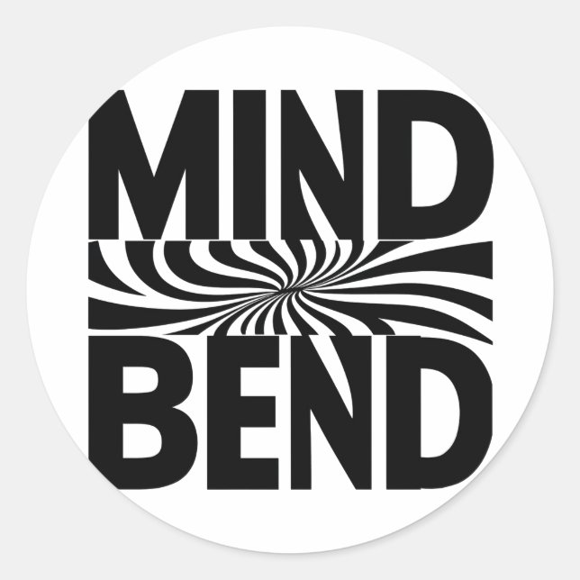 Mind Bend Optical Illusion Bold Black and White Classic Round Sticker (Front)
