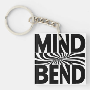 Mind Bend Optical Illusion Bold Black and White Key Ring