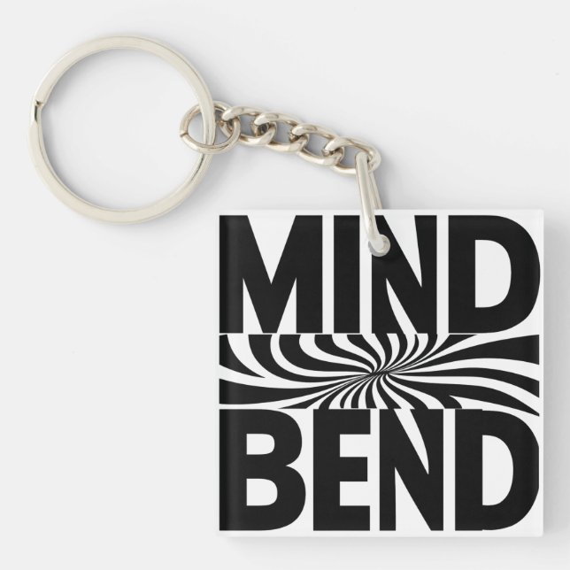 Mind Bend Optical Illusion Bold Black and White Key Ring (Front)