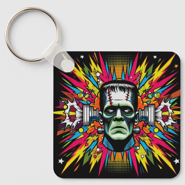 "Mind Blown Frankenstein" Aluminum Keychain (Front)