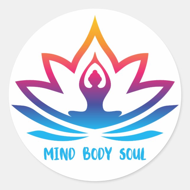 Mind Body Soul Yoga Inspired Classic Round Sticker (Front)
