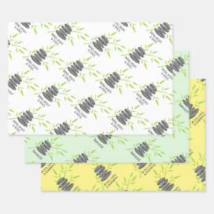 Mind body soul zen stones and bamboo plant custom wrapping paper sheet