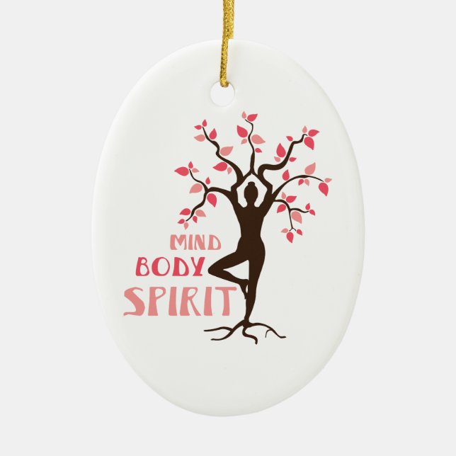 Mind Body Spirit Ceramic Tree Decoration (Front)