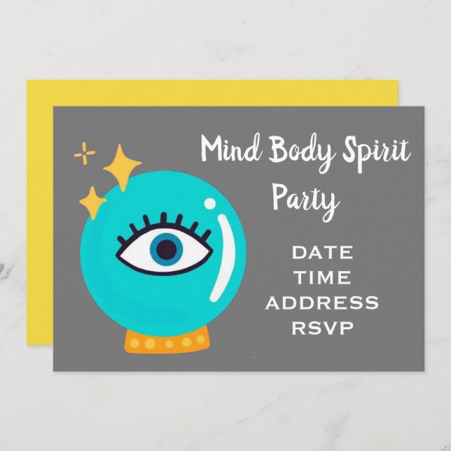 Mind Body Spirit New Age crystal ball party Invitation (Front/Back)