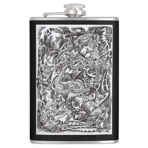 Mind Cascade drawing Hip Flask