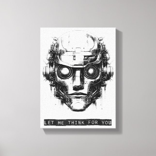 Mind Control Cyberpunk Robot Black Print Canvas (Front)