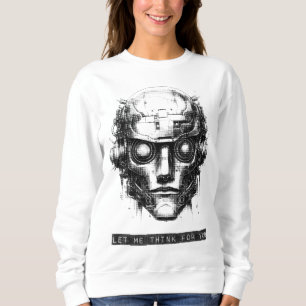 Mind Control Cyberpunk Robot Black Print Sweatshirt