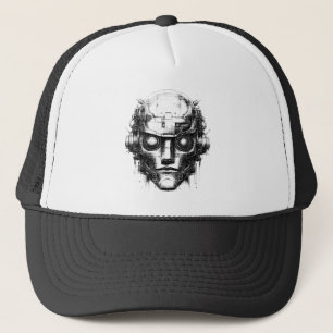 Mind Control Cyberpunk Robot Only Black Print Trucker Hat