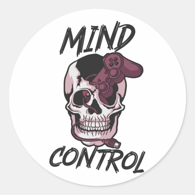 Mind control gaming design classic round sticker (Front)