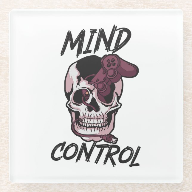 Mind control gaming design glass coaster (Front)