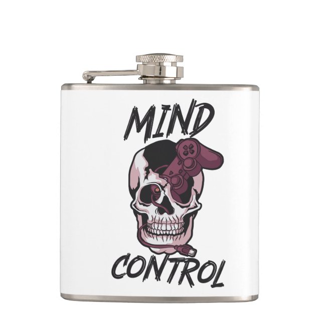 Mind control gaming design hip flask (Front)