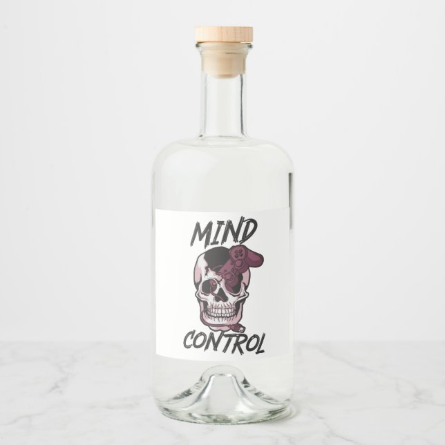 Mind control gaming design liquor bottle label (Front)