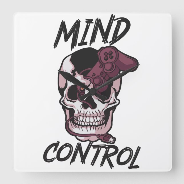 Mind control gaming design square wall clock (Front)