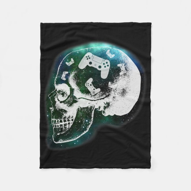 Mind Controller Skull Gaming Gamer Mens Boys Teens Fleece Blanket (Front)