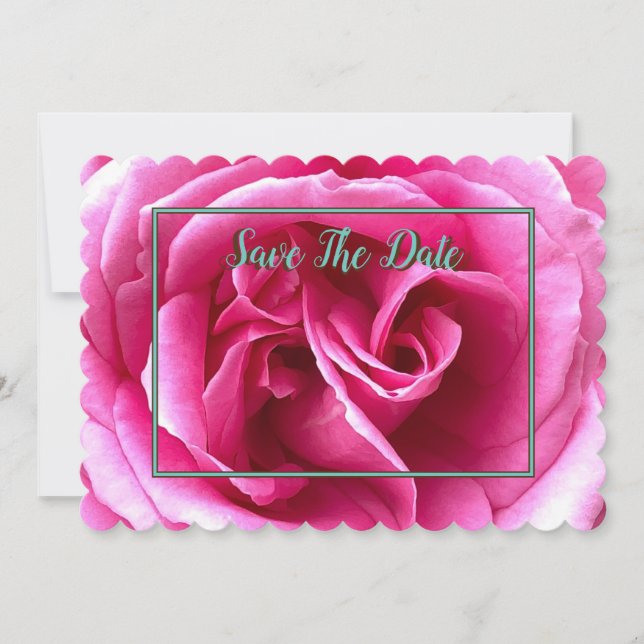 Mind Edition: Pink Rose Save The Date Invitation (Front)